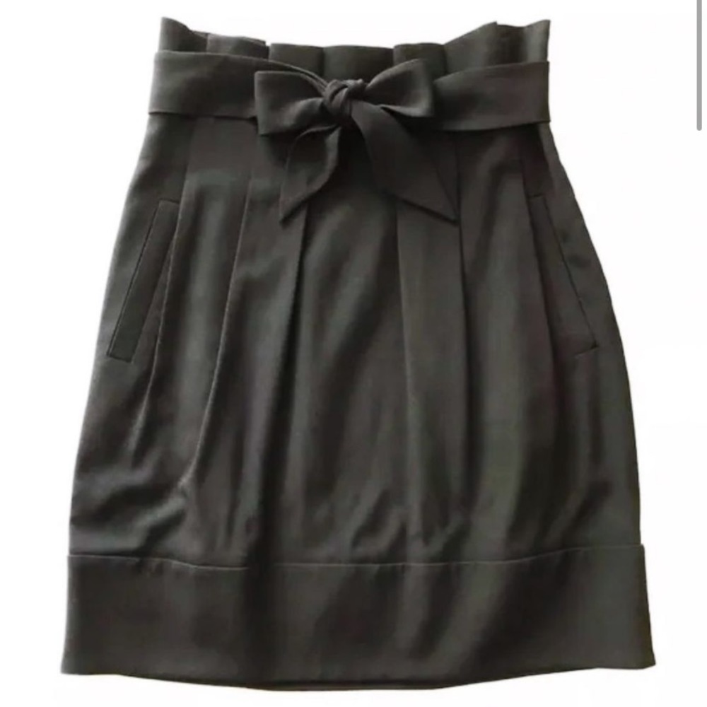 NWOT - BCBG Wool Stella High Waist, Paperbag Waist Skirt, Pintuck Pleats Pockets